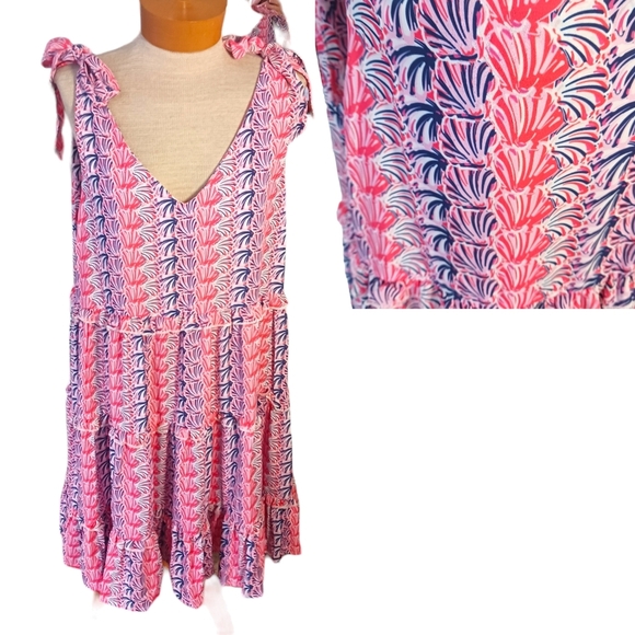 Size Large Simply Southern Womens Sun Dress Tiered Ruffled Pink Purple Summer - Picture 1 of 8